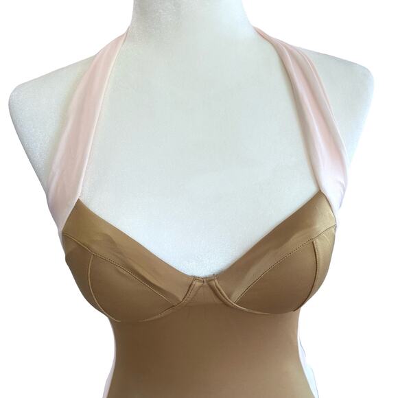 We Are HAH Swimsuit Bodysuit Free People Pull It Thru Bodycon Gold Size Small - Picture 4 of 11